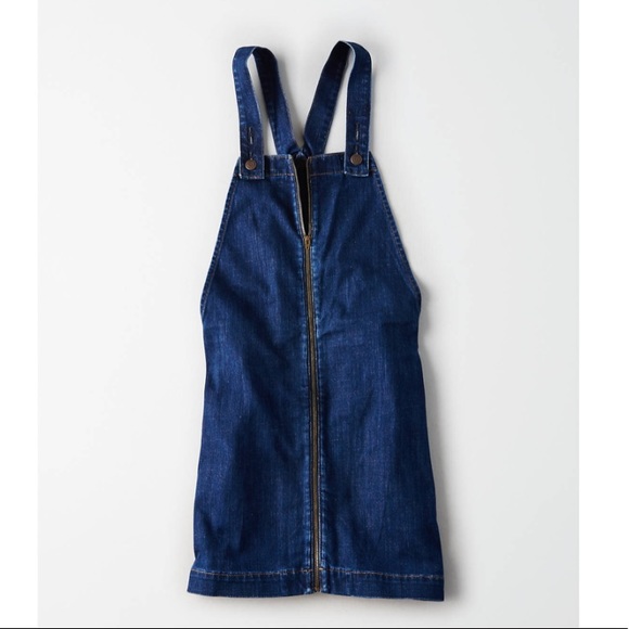 AE Zip Front Denim Overall Dress - Picture 6 of 7